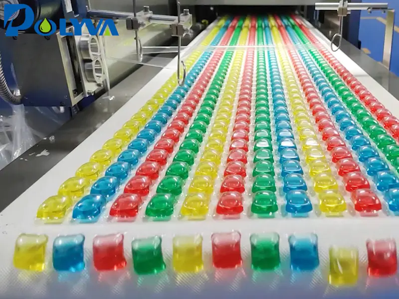 Rainbow laundry beads packaging machine equipment_2021automatic laundry pods foot bath capsules packaging equipment_high-speed Polyva factory direct sales