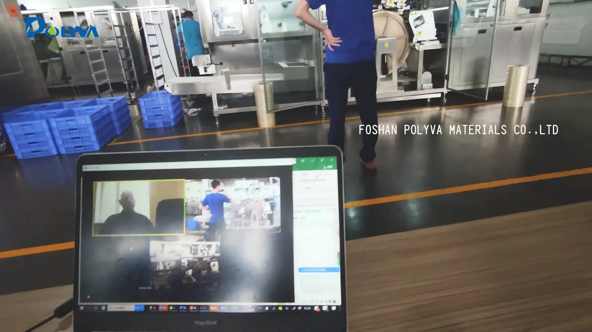 Polyva's foreign customers inspection and acceptance of the laundry detergent pods packaging machine by the live broadcast.